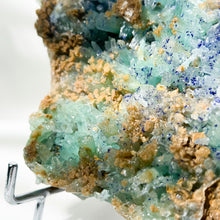 Load image into Gallery viewer, Azurite on crystalline blue Aragonite • rare statement piece • metal stand included • 2.8kg
