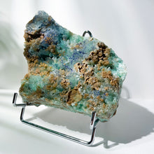 Lade das Bild in den Galerie-Viewer, Azurite on crystalline blue Aragonite • rare statement piece • metal stand included • 2.8kg

