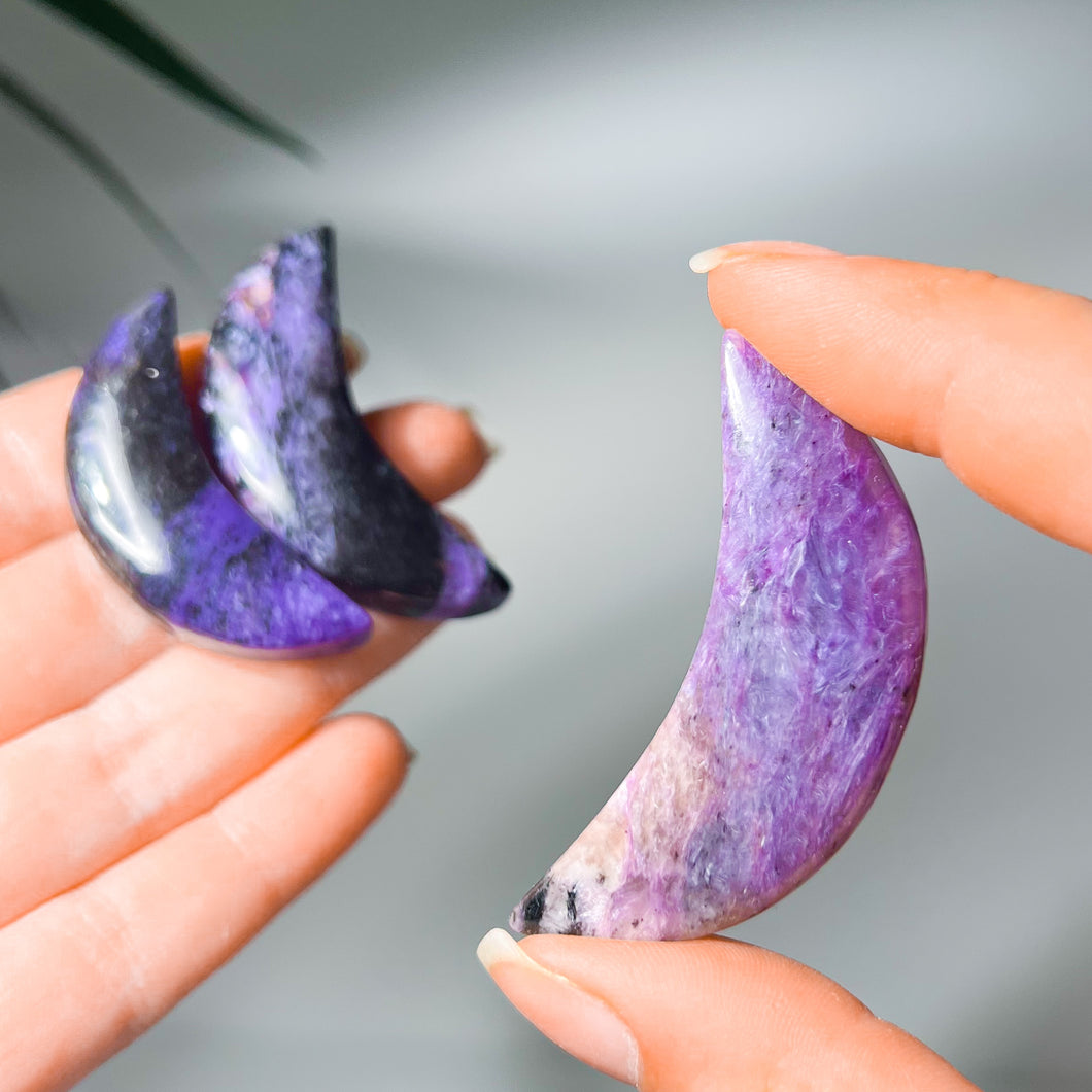Charoite • Moon Carving • 1pc