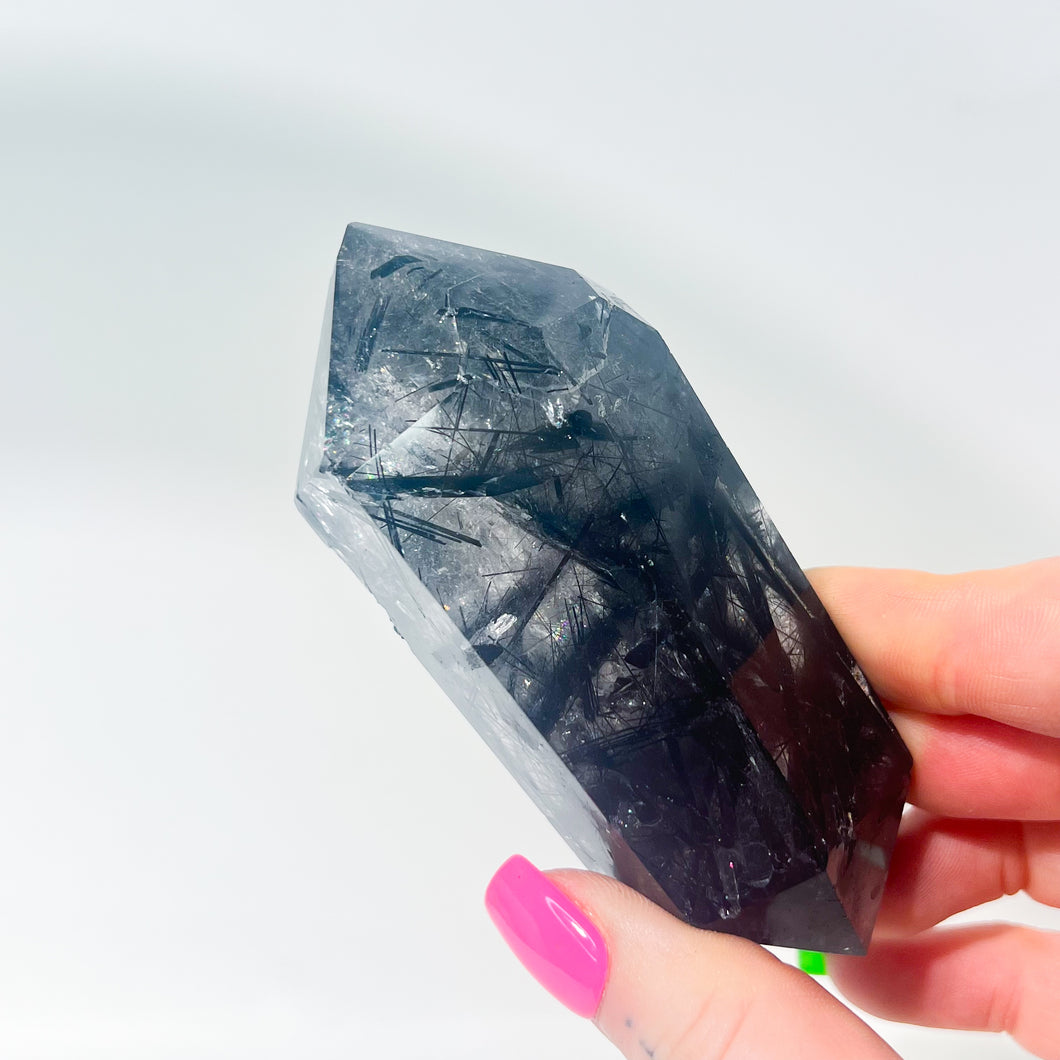 Tourmalinated Quartz • High Quality • DT point • T115 (damaged tip -> discount to 80)