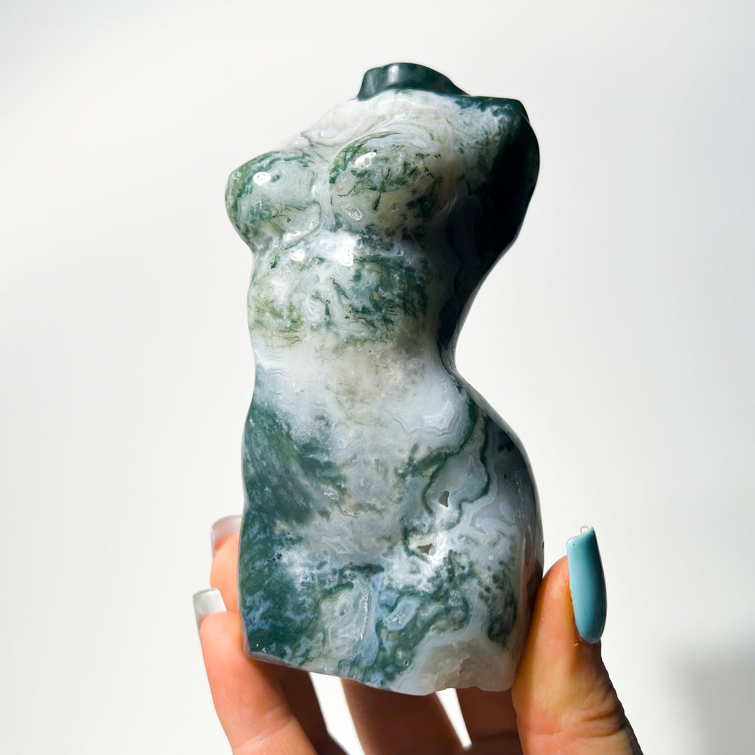 Moss Agate • Large Venus Body Carving • ~12cm • G