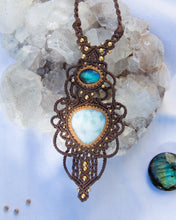 Load image into Gallery viewer, Larimar x Labradorite • Crystal Necklace • brass details

